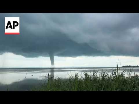 Waterspout forms over a lake in Germany in rare weather event