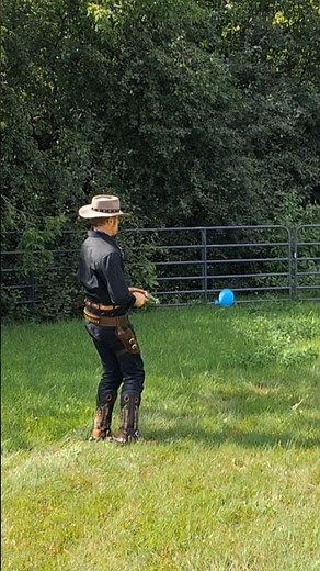 Fast draw trickshot with my single action cowboy revolver! #cowboy #gunfighter