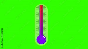 Thermometer, weather animation. global warming. Increased decrease degrees of temperature, hot to cold. Ascending, descending, Red mercury glass Green screen transparent background. Footage video Stock Video