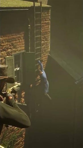 Did the NPC's gun get stuck in the ladder? | Red Dead Redemption 2