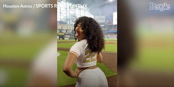 Megan Thee Stallion Throws the First Pitch at Houston Astros' Opening Day Game
