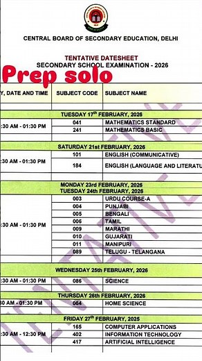 CBSE Class 10 Board Exam Datesheet 2026 🔥 | Complete Exam Schedule | Science, Maths, English , Hindi