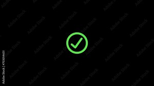 Green check mark sign animation, Tick icon, Approve symbol, check mark circle icon.