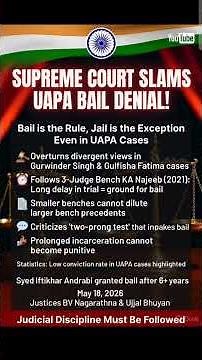 UAPA Bail Big Update ⚖️ | Supreme Court Says “Bail is Rule” | Article 21 Explained 🔥