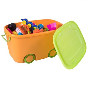 Stackable Toy Storage Box with Wheels, Set of Small and Large, Yellow
