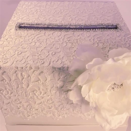 Handmade Ivory Lace Wedding Card Box With Peony & Lock - Etsy