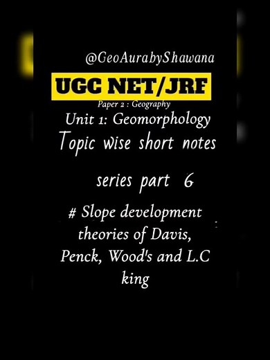 Slope Development Theories Explained | Davis, Penck, Wood & L.C. King | UGC NET Geography