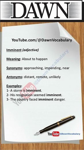 Imminent Meaning, Synonyms, Antonyms & Example Sentences | Advanced English Vocabulary