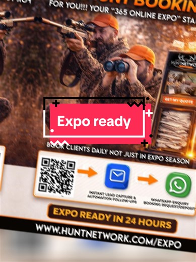 Stop waiting for expo season. Get booked 365. No more empty calendars. No profile = no bookings. Serious outfitters don’t wait. HuntNetwork turns your hunts into a 365-day online expo — not just one weekend a year. Your profile works while you’re in the field: ✔️ Leads captured instantly ✔️ Automated follow-ups ✔️ WhatsApp enquiries booking requests ✔️ Real clients, real deposits 👉 Get your profile live. 👉 Start booking daily. Expo-ready in 24 hours. 🔗 www.huntnetwork.com/expo