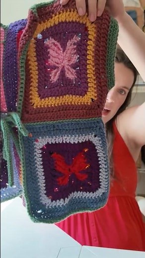 How I constructed my daughters butterfly granny square vest 🦋 #crochet #handmade #crochetpodcast