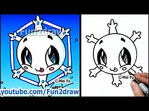 Christmas + Winter Cartoons - How to Draw a Cute Snowflake - Fun2draw Kawaii Tutorial Home School