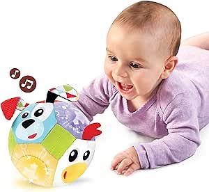 Yookidoo Baby Lights N' Music Friends Ball A Soft Newborn Musical Ball Toy with Flashing Stars and Three Friendly Farm Animals. Ideal for Floor Play, Stroller Or Crib.