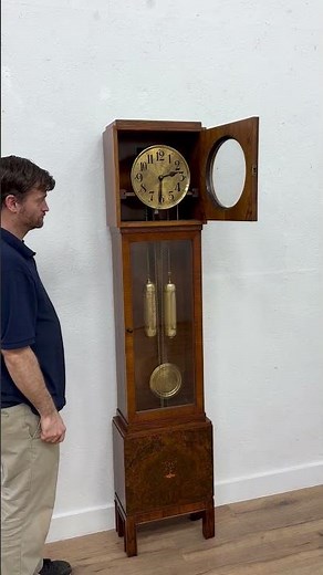 Art Deco Antique Walnut Tall Case Grandfather Clock, Becker #antique #clock