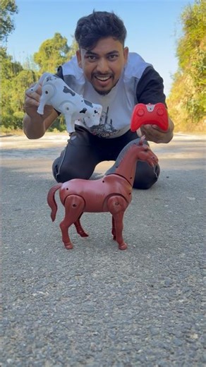 Small RC Cow vs Brown RC Horse😱