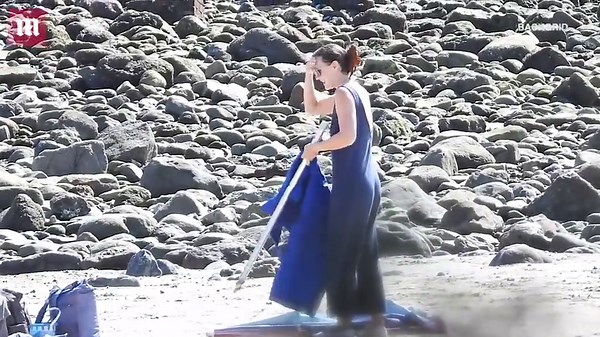 Leighton Meester packs up her things on beach with her son Arlo