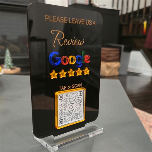3D Google Review Sign | QR & NFC Tap, Hand-painted Acrylic - Etsy Canada