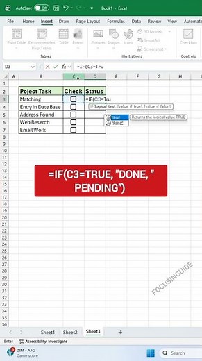Create Checklist in Excel | Step-by-Step Tutorial #focusinguide #shorts