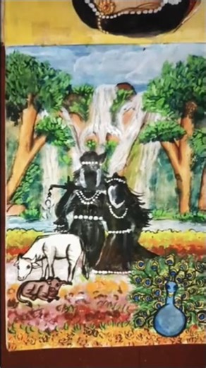 Radhakrishna shadow Art with beautiful natural scenery💕🌸❤️ #radhakrishnaart #drawing #art #ytshorts