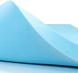 subrtex 3 Inch Memory Foam Mattress Topper Ventilated Gel Infused Bed Foam Topper, CertiPUR-US Certified, King, Blue