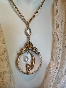 Mermaid Necklace Real Sea Shell, Art Nouveau Style, Mermaid Pearl Jewelry, Siren Necklace, Choose From Two Designs - Etsy