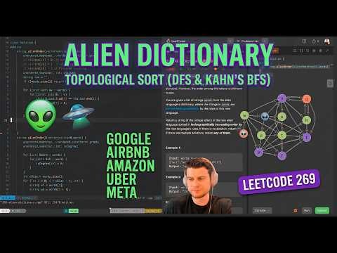 Alien Dictionary - Leetcode 269 - Topological Sort (DFS & Kahn's BFS) - C++