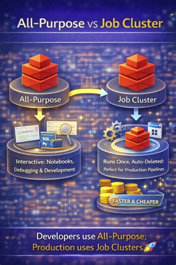 All-Purpose vs Job Cluster in Databricks.