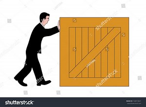 Drawing Man Pushing Box Stock Illustration 164013641 | Shutterstock