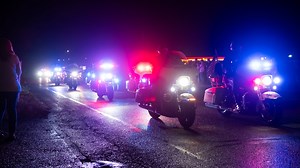 Watch the procession of first responders escorting 3 fallen police officers