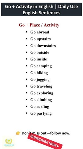 Go + Activity in English | Daily Use English Sentences