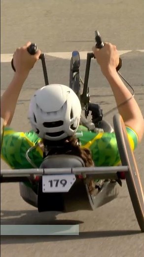 USA's Katerina Brim wins the women's H1-3 individual time trial in the Para road cycling