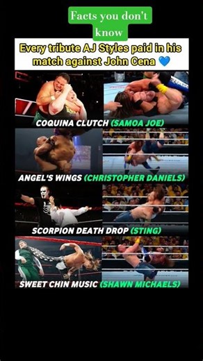 AJ Styles' Epic Tributes to Wrestling Legends 💙#johncena #ajstyles #summerslam #shorts #usa #uk #wwe