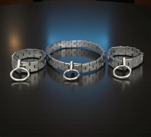 Chain-link Adjustable BDSM Silver Stainless Steel Cuffs, Locking Cuffs, Bondage Cuffs, Bondage Gear, O Ring, BDSM Play, Bondage Play