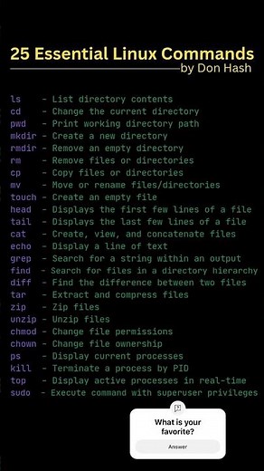 25 Essential Linux Commands #linux #developertips #softwareengineering #linuxcommands