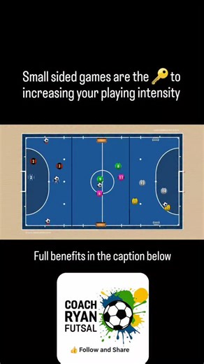Ryan Jago on Instagram: "Small-sided games (SSGs) in futsal offer numerous benefits for player development, tactical awareness, and physical conditioning. Because futsal is already played in tight spaces, reducing the number of players further amplifies learning opportunities and game intensity. 🔥 Key Benefits of Small-Sided Games in Futsal 1. More Ball Contact & Decisions Players get more touches on the ball. Increases involvement and responsibility. More chances to make decisions (pass, shoot