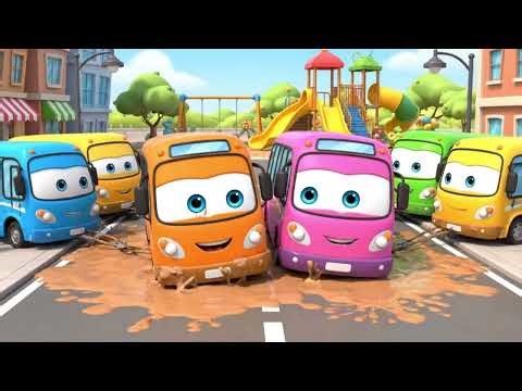 Learning Colors with Cartoon Buses | Fun 3D Kids Song and Animation