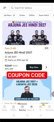 arjuna jee 2027 hindi medium | pw arjuna jee 2027 batch coupon code | pw arjuna jee hindi 2027 #pw