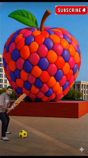 Man Hits Ball and Smashes a Giant Apple – Turns Into a Real Apple! 🍎✨"