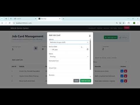 Vehicles services management system using React+Node. Js+MySQL