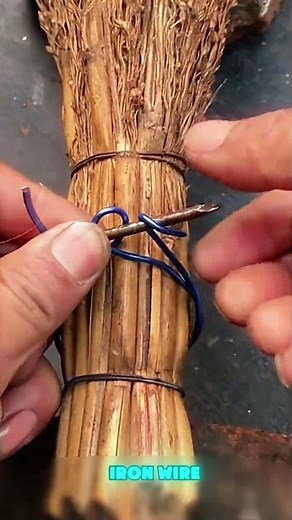 Methods of binding a cooking broom handle with iron wire