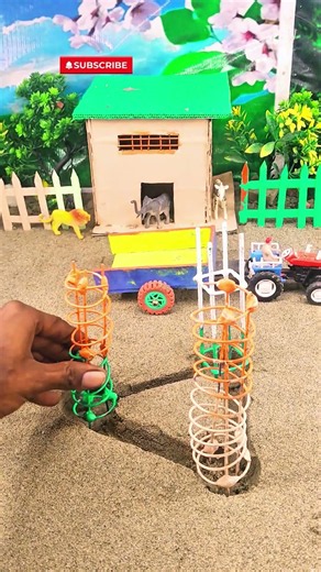 Real Working Mini Tractor Making Cement pillar | Amazing Diy Construction project video #short #