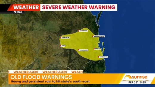 South-east Queensland faces a severe weather warning with forecasts predicting up to 400 millimetres of rainfall over the weekend, including 200 millimetres possible within six hours. Brisbane City Council has opened sandbagging stations across multiple suburbs. #weather #floodwarning #queensland | Sunrise