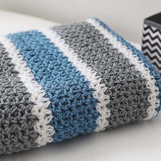 Cloudburst Striped Crochet Baby Blanket Pattern