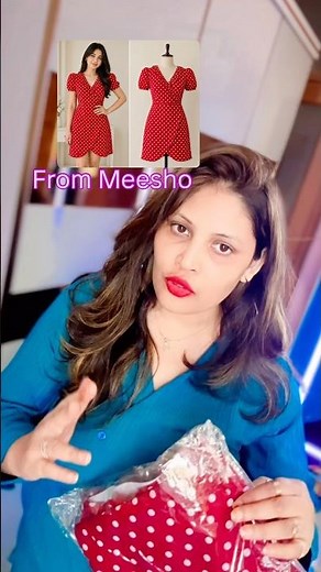 Red Polka Dot Frill Dress ❤️ Crepe Fabric Review | Stylish Outfit Try-On #shorts