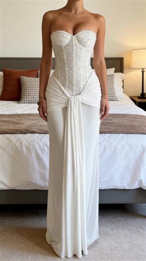 🤍 Sequins on the chest twisting and drooping, the white moonlight in the world✨Whoever wears it is the runaway princess👑#usa #chic #womenfashion #ootd #dress