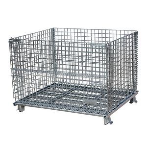 [Hot Item] Industrial Heavy Duty Collapsible Folding Wire Mesh Bulk Containers with Basket