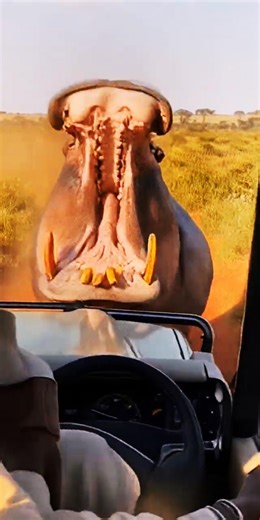 Angry Hippo Attack on Safari #shorts #hippo #hippoattack #wildlife #wildanimals