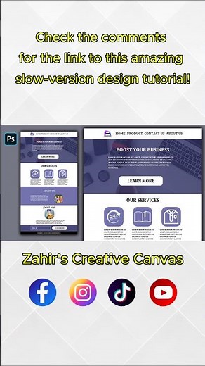 Modern Web Template Design in Photoshop – Easy Step-by-Step UI Tutorial #shortvideo