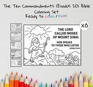 Ten Commandments Bible Coloring Pages Craft | Kids Bible Craft | Exodus 20 | Christian Coloring Sheets | Sunday School Lesson - Etsy