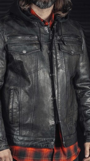 THE VENDETTA - This jacket has a cropped center zipper, action back, and upper back vent for comfort on your bike. Lots of pockets, including conceal carry pockets and armor pockets. It also has a removable, zip-out hood and removable, insulated zip out thermal liner. This is one of our best sellers! | First Manufacturing Co.