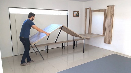 Mesa dobrável de parede OpenUp! Temos o produto certo para o seu ambiente! Produzimos mesas e bancos dobráveis que quando não estão sendo utilizados, ficam totalmente embutidos na parede. Valorize o seu espaço com bom gosto e qualidade! Além de serem muito práticos de manusear, não tomam nenhum espaço quando não estão sendo utilizados! Conheça toda a nossa linha acessando nosso site www.mesasopenup.com.br | Mesas Open Up